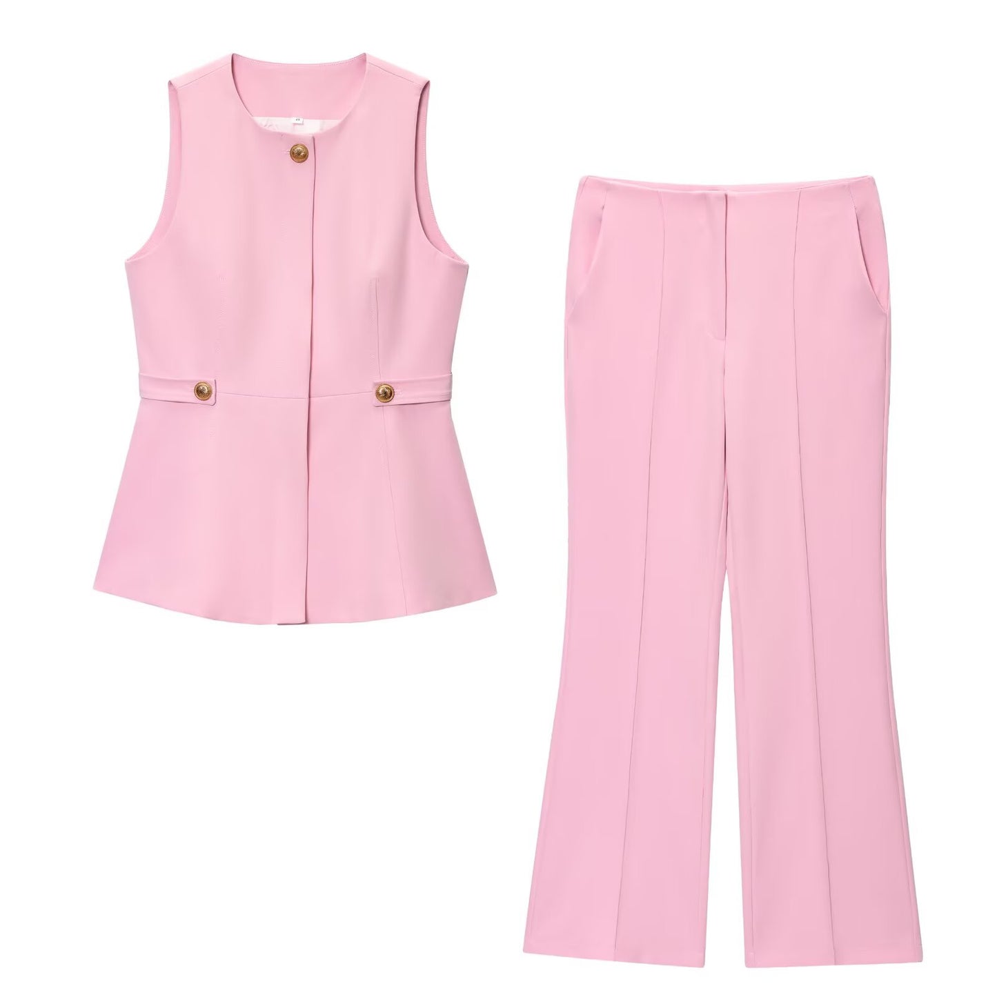 Women's new fashion short skirt style hem O-Neck sleeveless vest+Pants suit