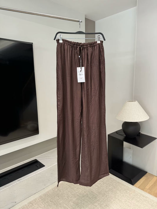 Women's 2025 chic fashion textured pants retro women's trousers