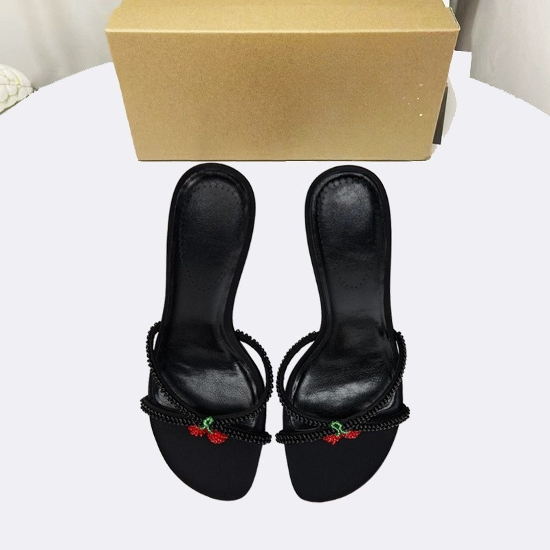 New arrival women's high heels, 2026 style, cherry pendant embellished stiletto open-toe shoes.