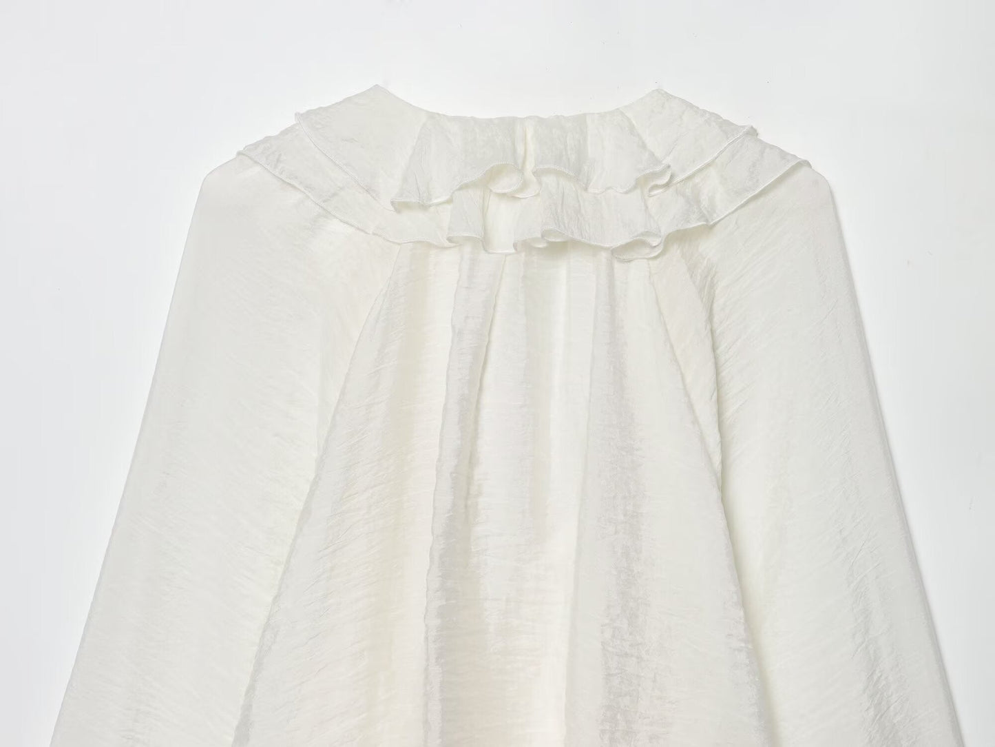 Women's layered decorative V-neck pleated shirt