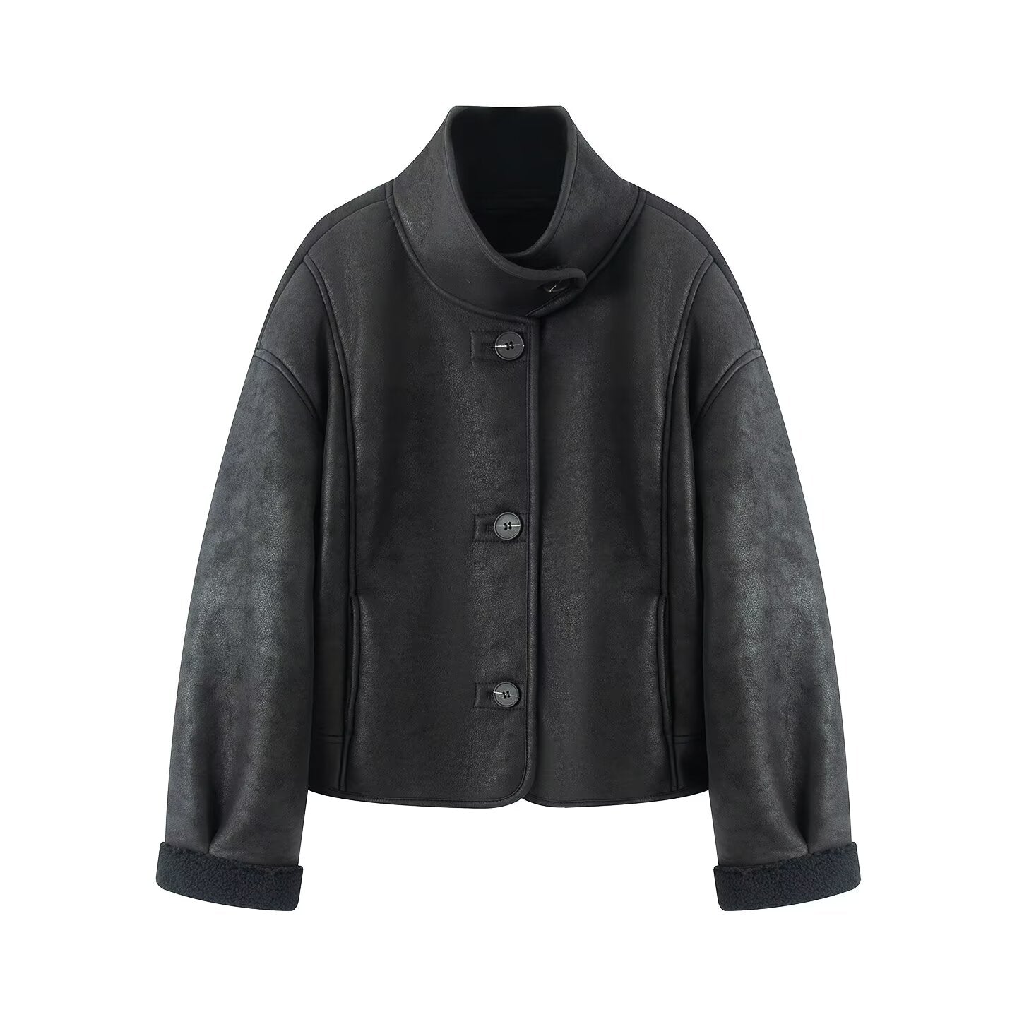 Women's new faux leather double-sided jacket Coat