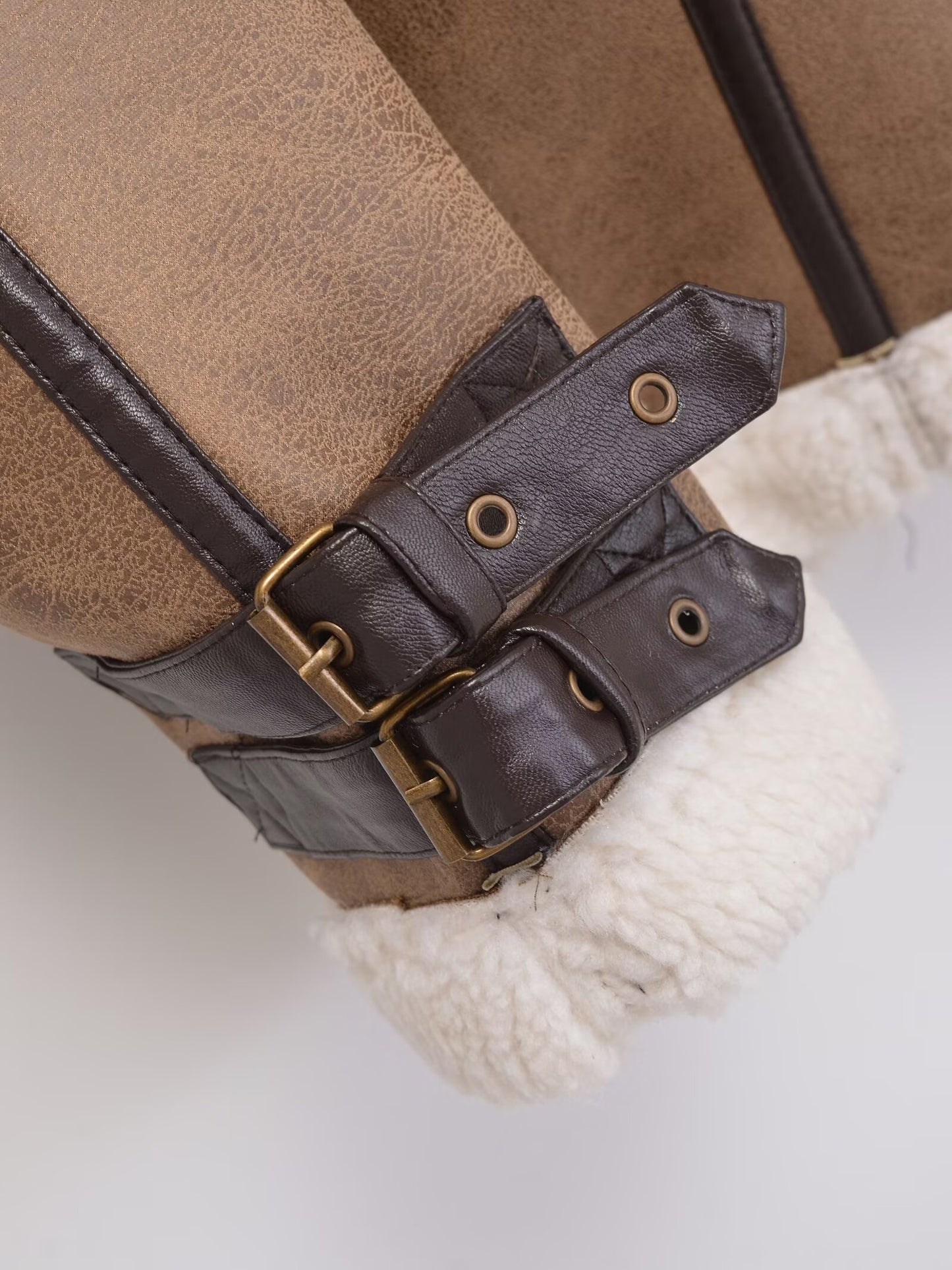 Women's loose Fur Faux Leather vest Coat