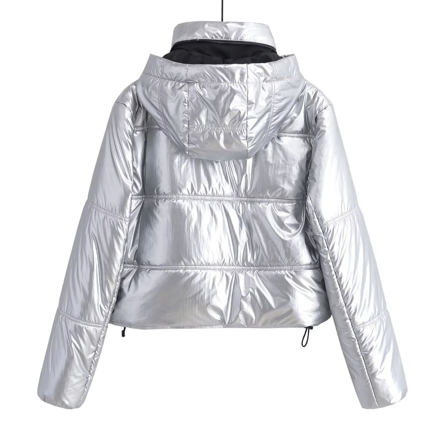 Women's metal series short thick hooded cotton Coat