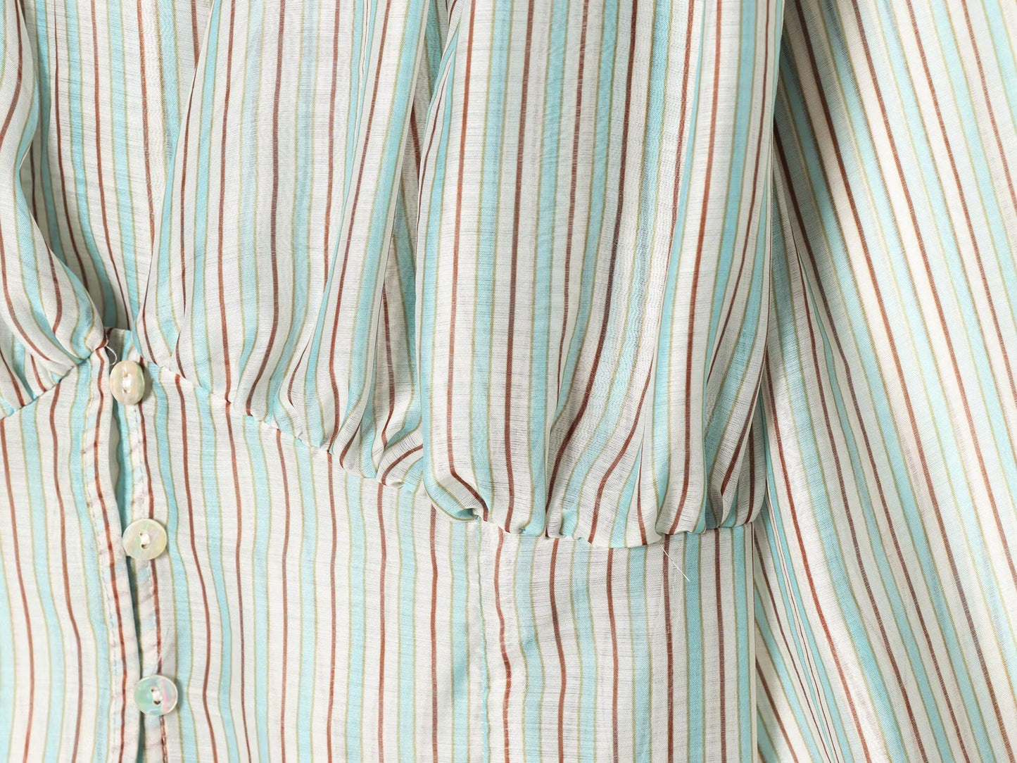 Women's V-neck striped waist cinched shirt