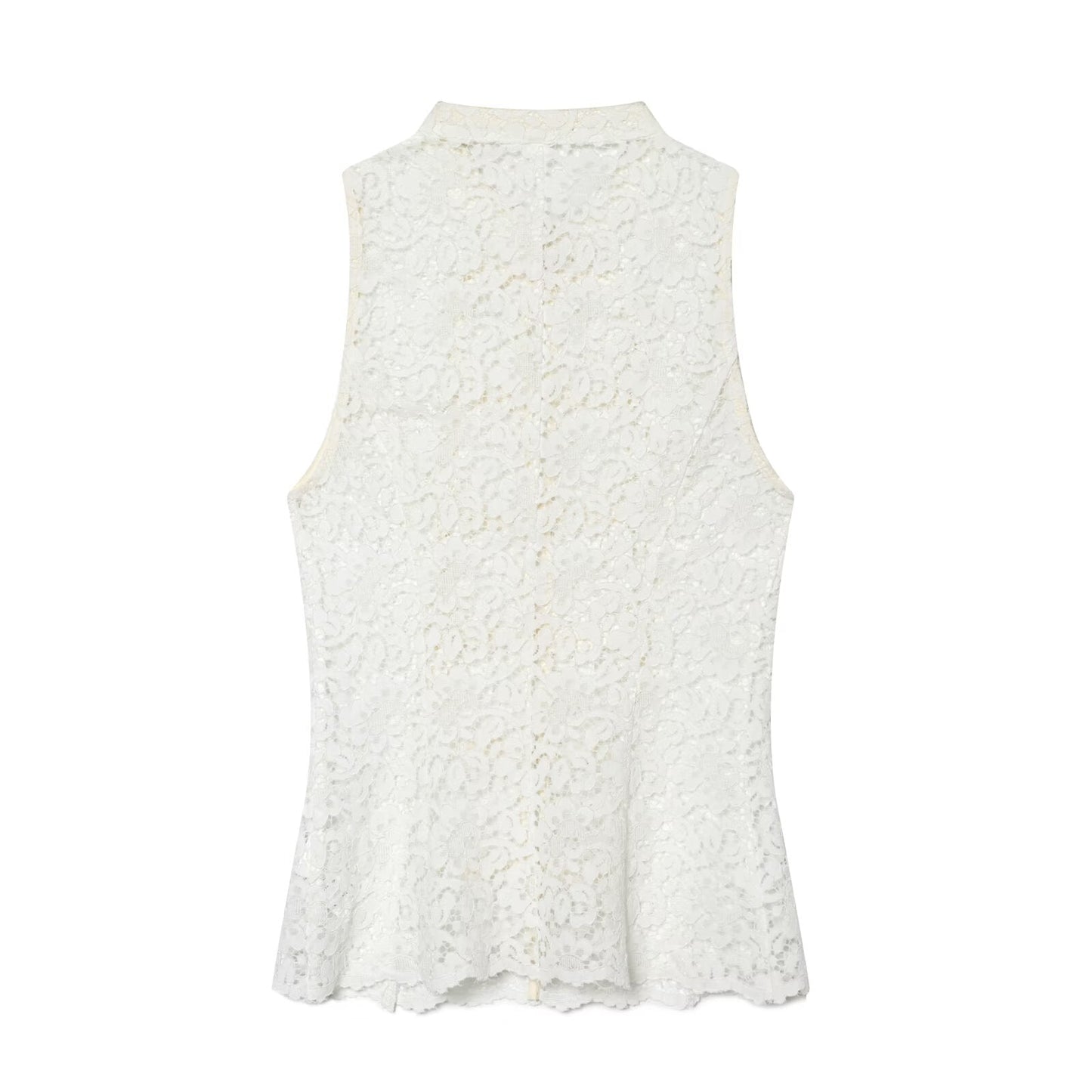 Women's rope knot decorative embossed lace top