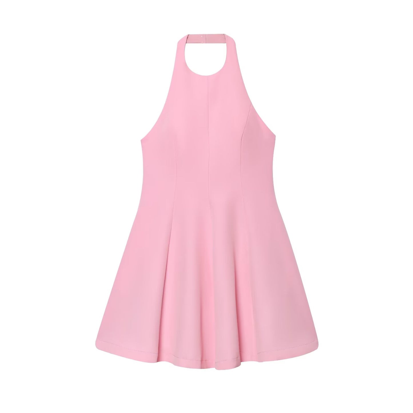 Women's new fashion wave style hem slim backless halter neck mini dress