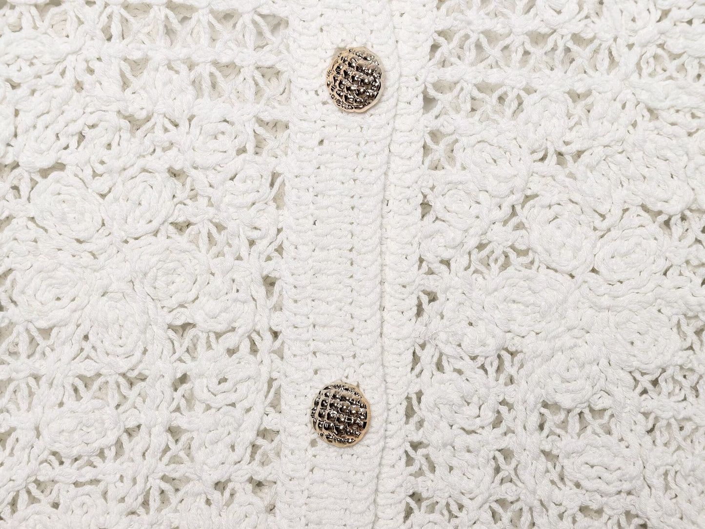 Women's new fashion Casual short Single breasted long sleeved crochet coat