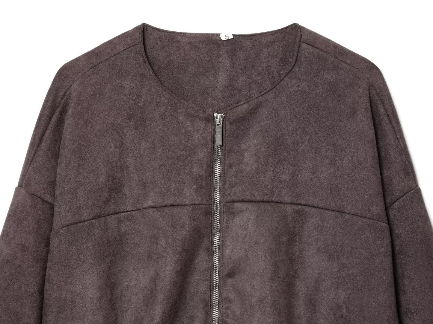 Women's new fashion anti suede effect O-Neck zipper jacket Coat