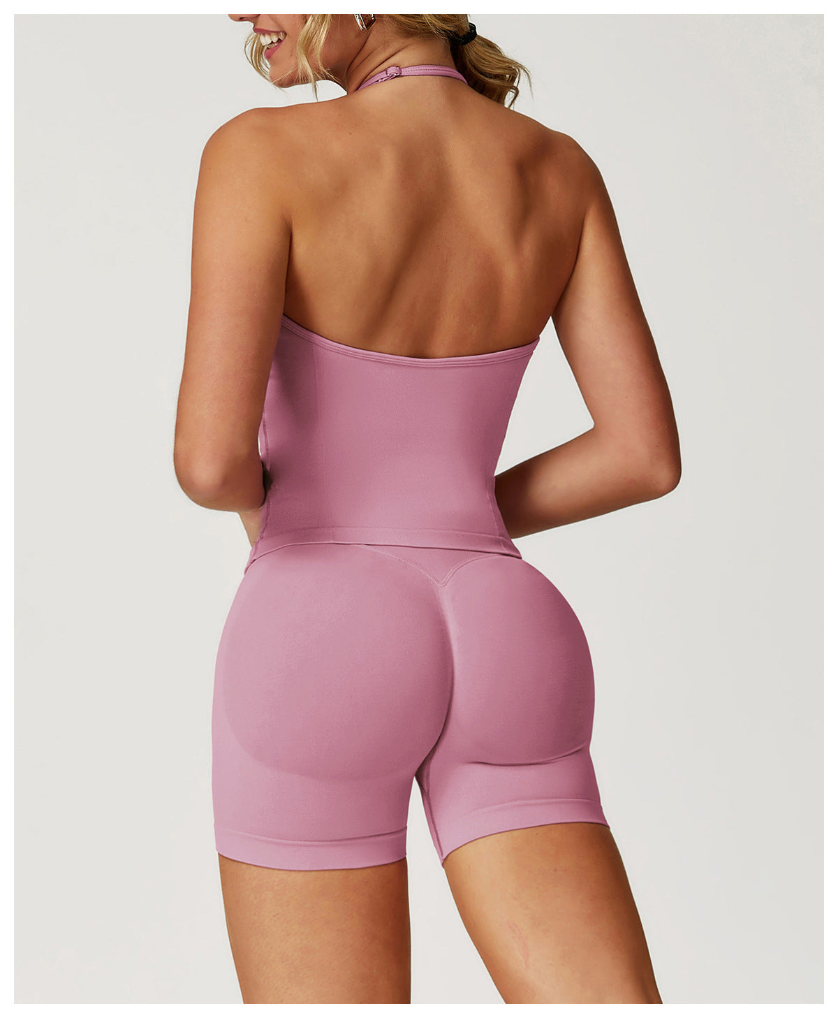 Women's New Fashion Seamless Yoga Breathable Sports Vest Seamless High Waist Yoga Shorts