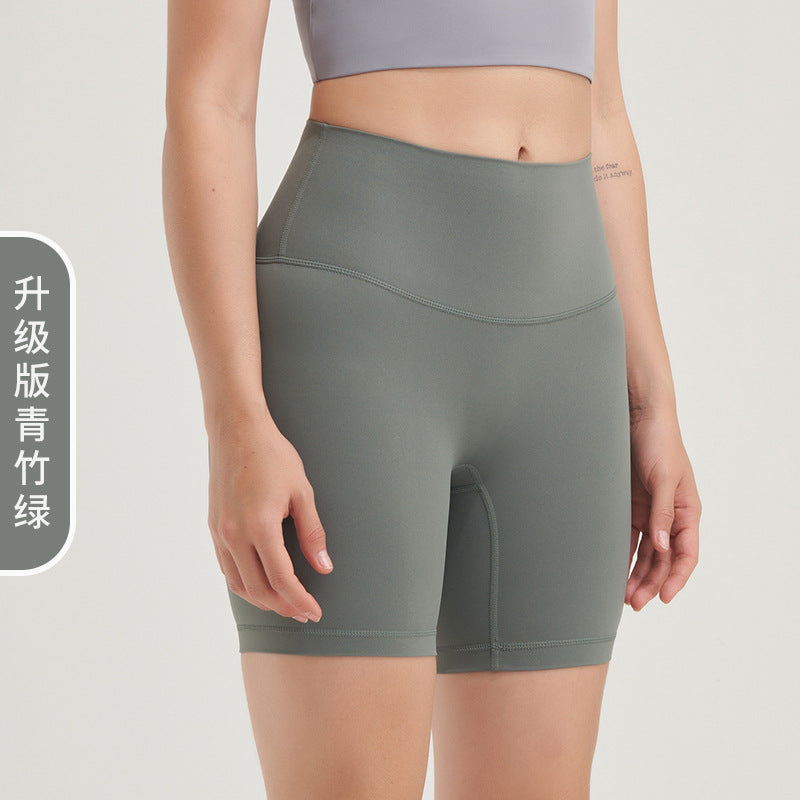 LU women's new nude new double-sided grinding pants yoga pants high waist hip peach shorts fitness pants