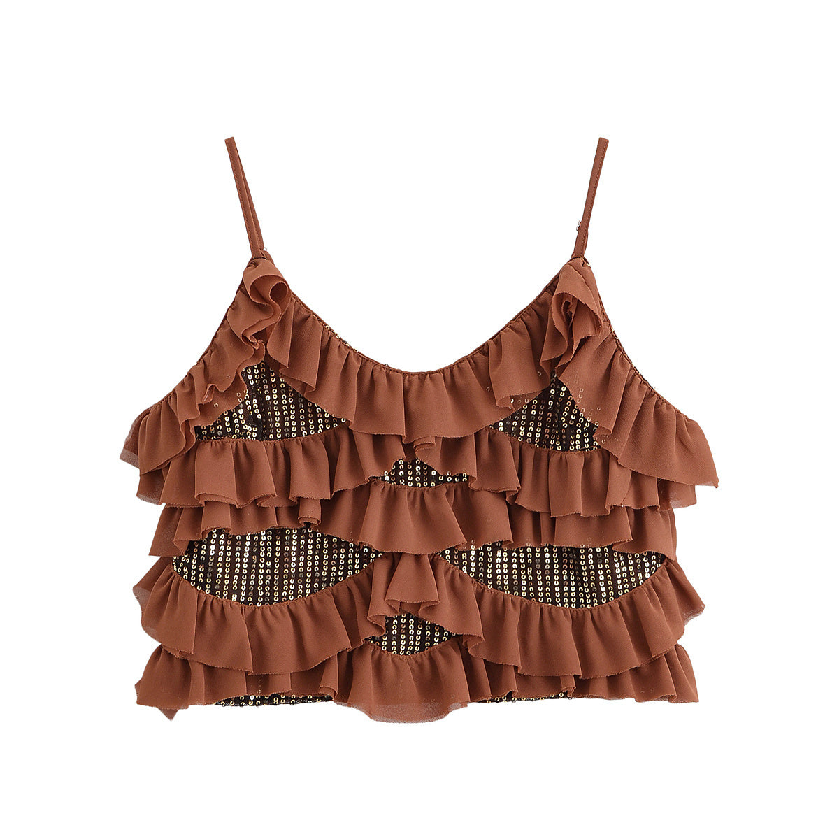 Women's new fashion beaded layered decorative Short suspender top