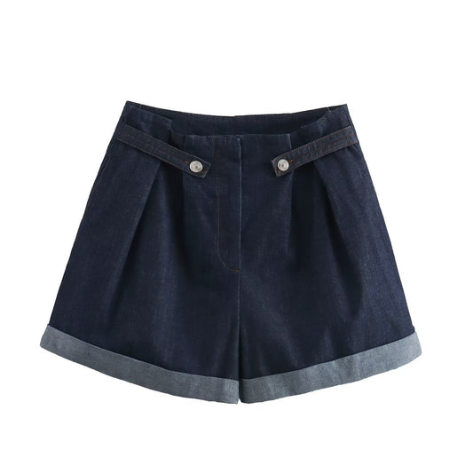Women's new fashion pleated design high waisted paper bag style Shorts Skirts
