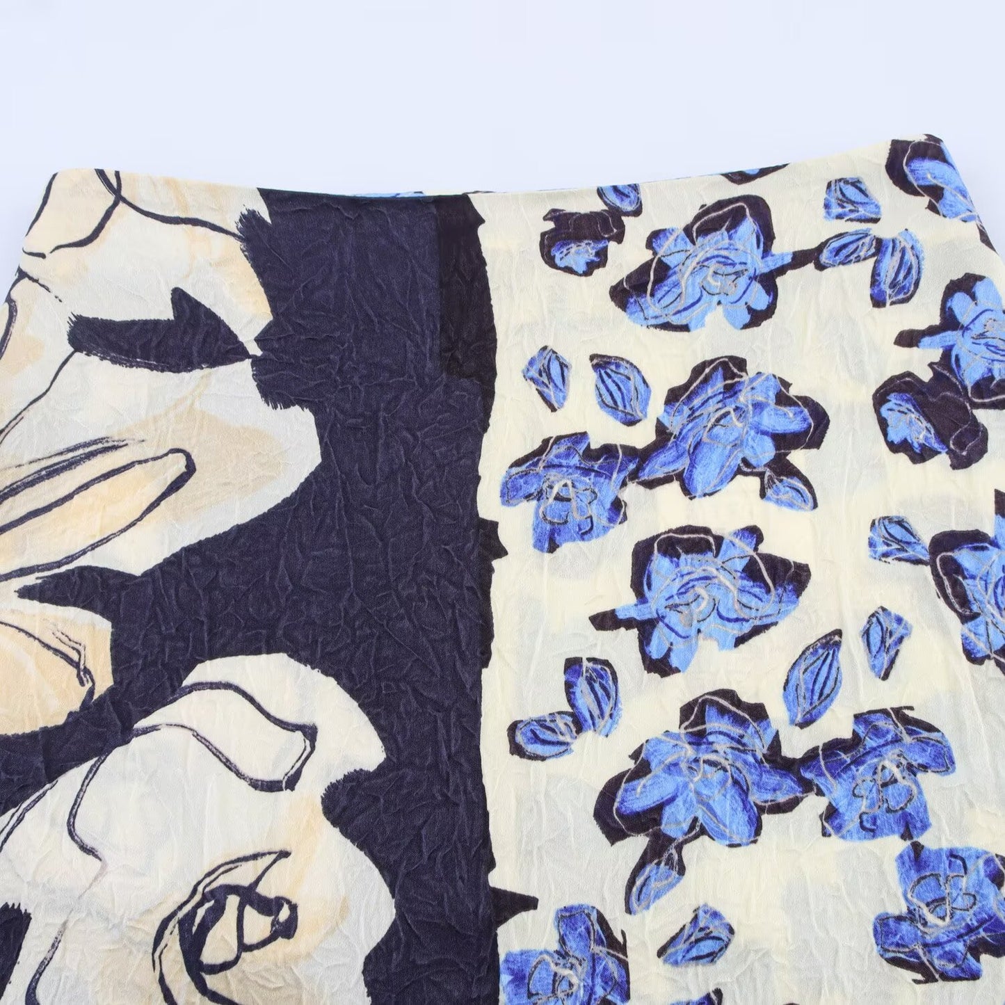 Women's Summer Fashion Casual Satin Texture Printed Midi Skirt