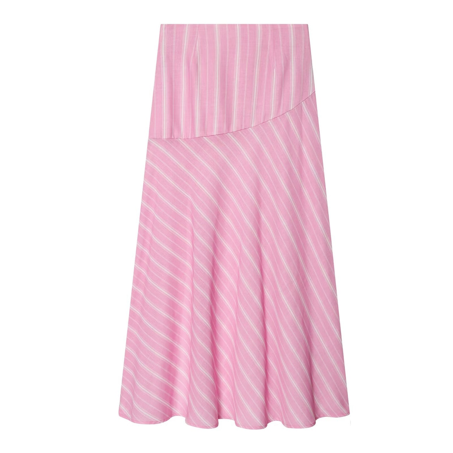 suit Women's 2 pieces loose linen blended striped shirt+Skirts