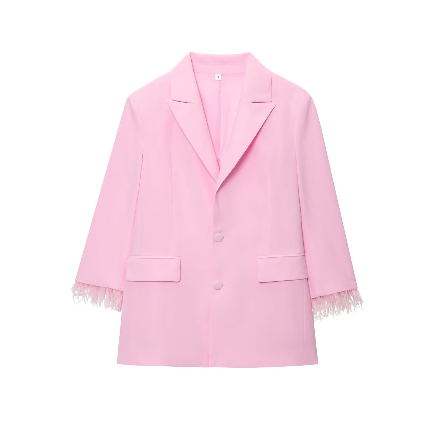 set Women's 2 pieces new fashion Feathered Cuff Casual Single breasted Suit Coat+Pants Suit