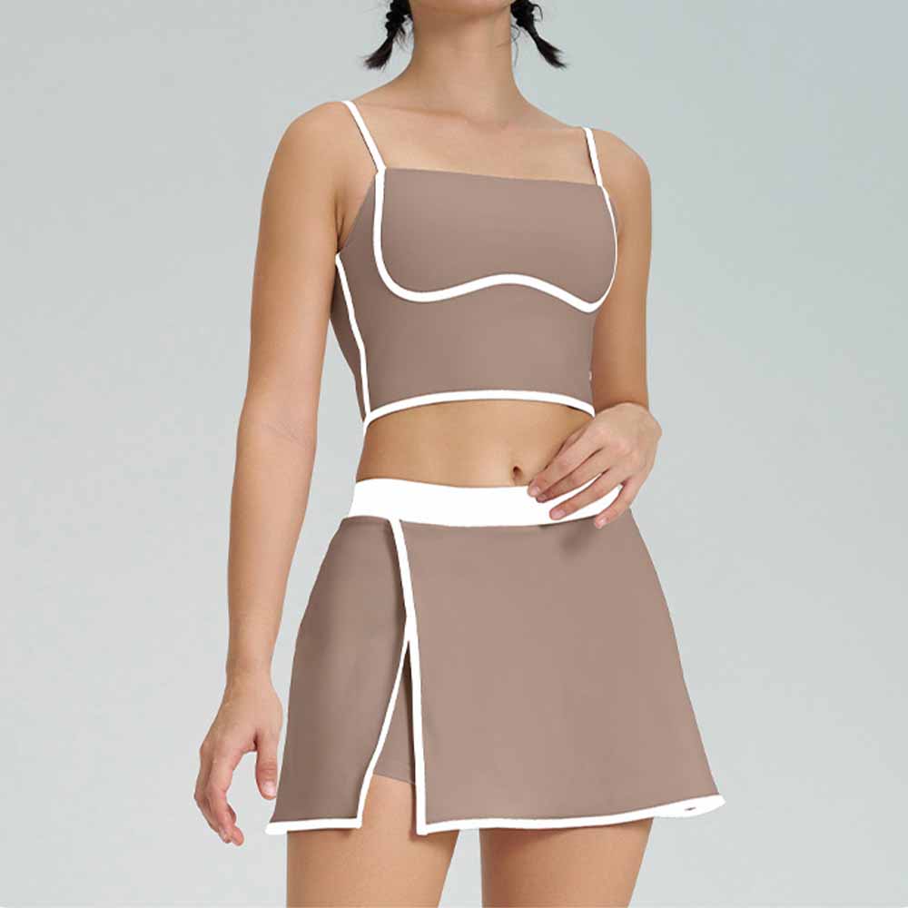 Women's New Color Matching Quick-drying Sports Vest Women's Fitness Shock-proof Fixed Cup Summer High-elastic Yoga Suit Jacket 