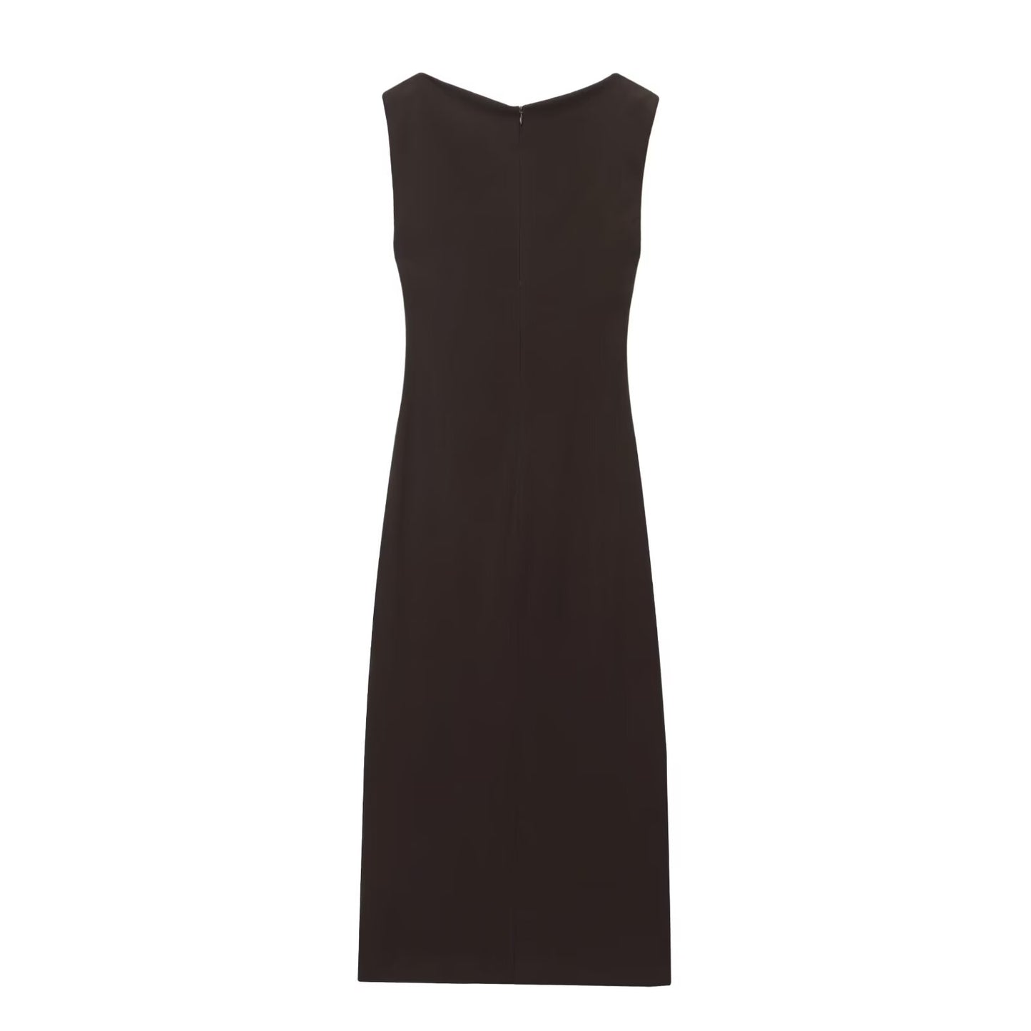 Women's summer new fashion slim boat neck sleeveless MIDI dress