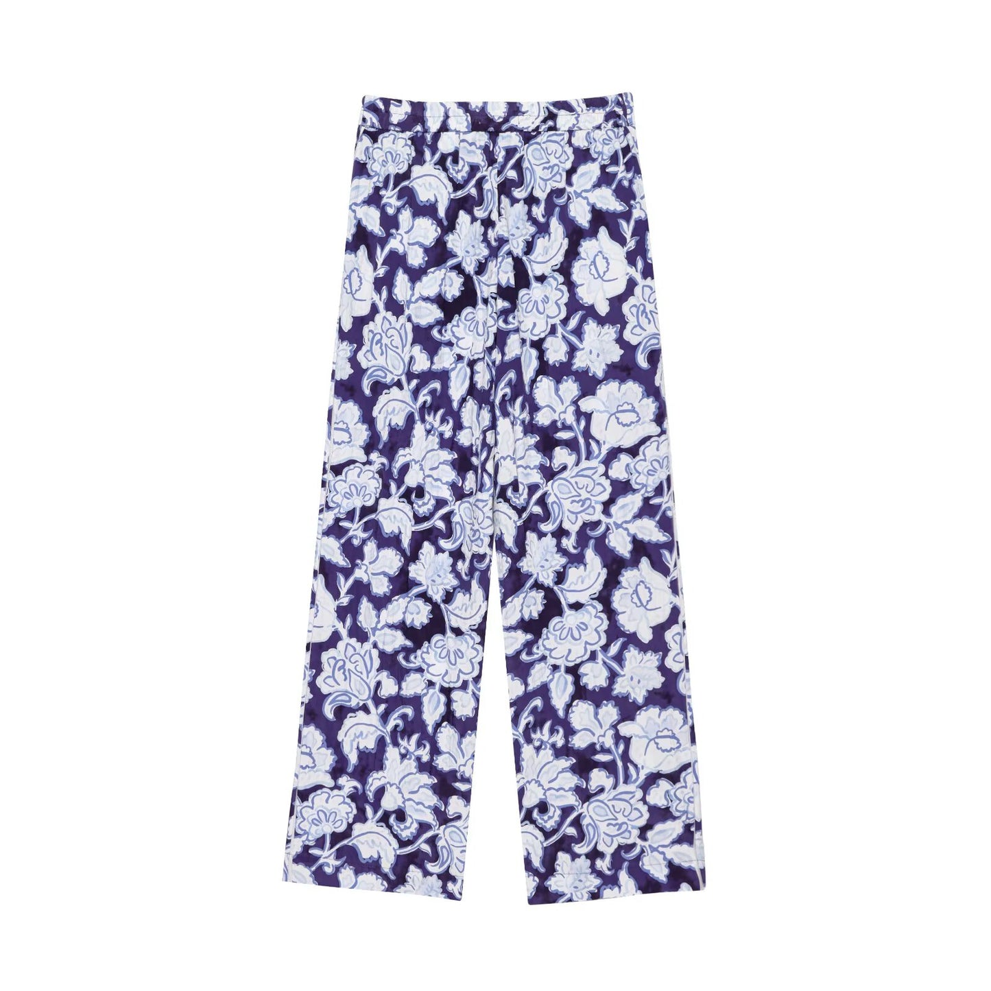 Women's new fashion floral print short sleeved button up shirt+Pants Women's suit