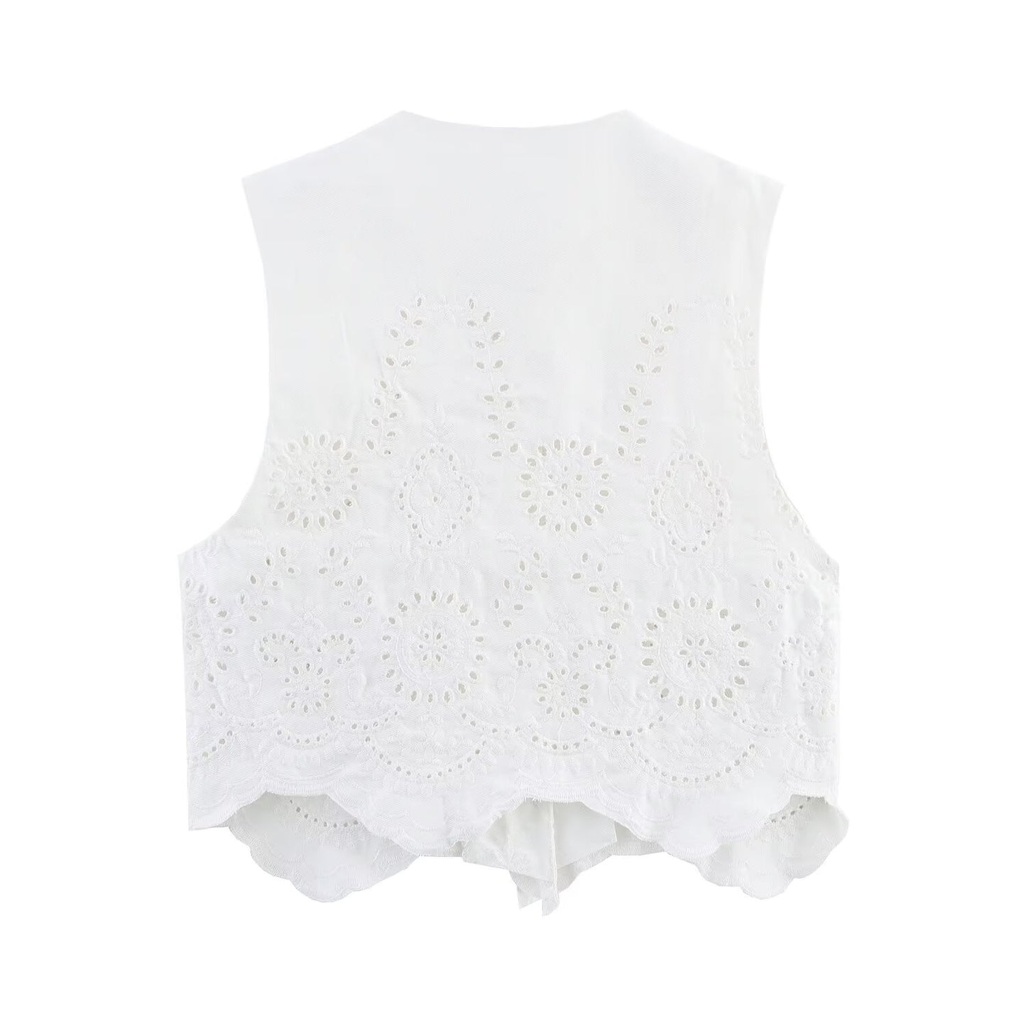 Women's New Fashion Short Hollow Embroidered Vest style Top+Shorts Skirts suit