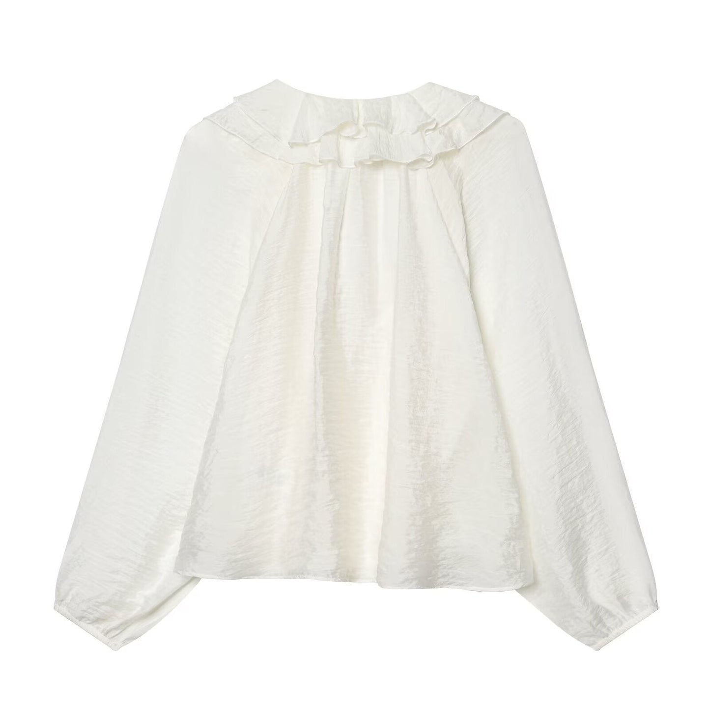 Women's layered decorative V-neck pleated shirt
