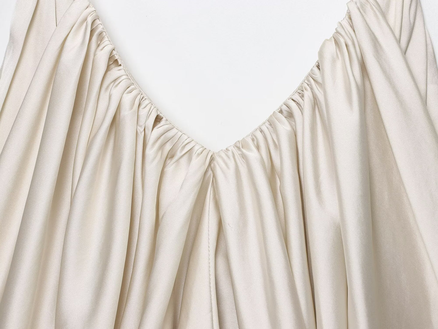 Women's summer fashion satin textured pleated suspender top