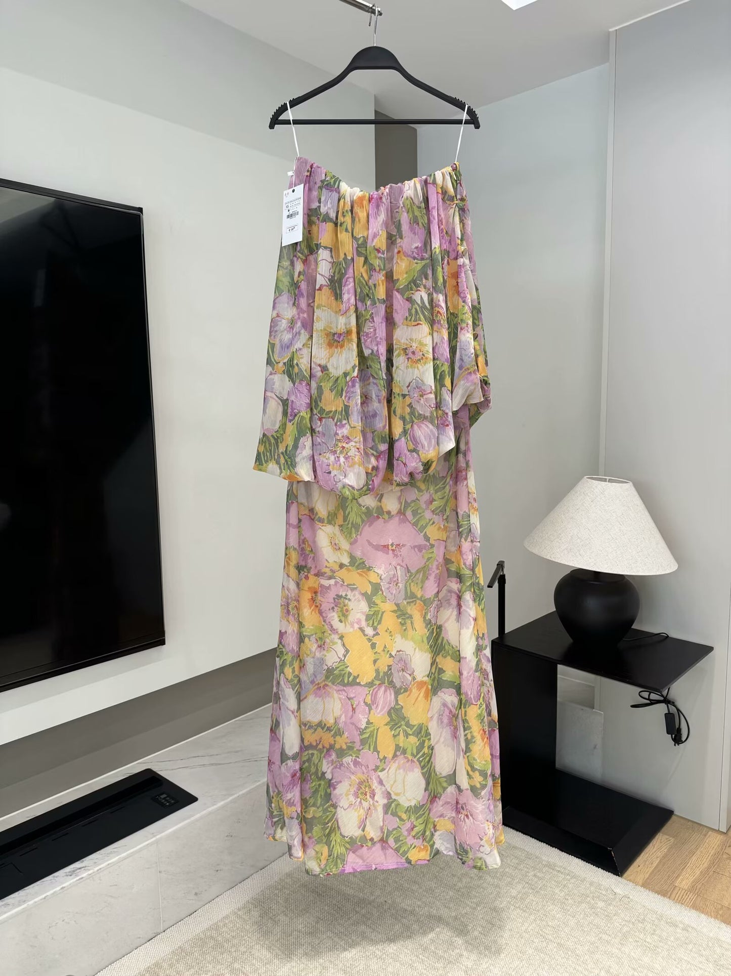 Women's New Fashion Sleeveless Flower Printed suspender Midi Dress