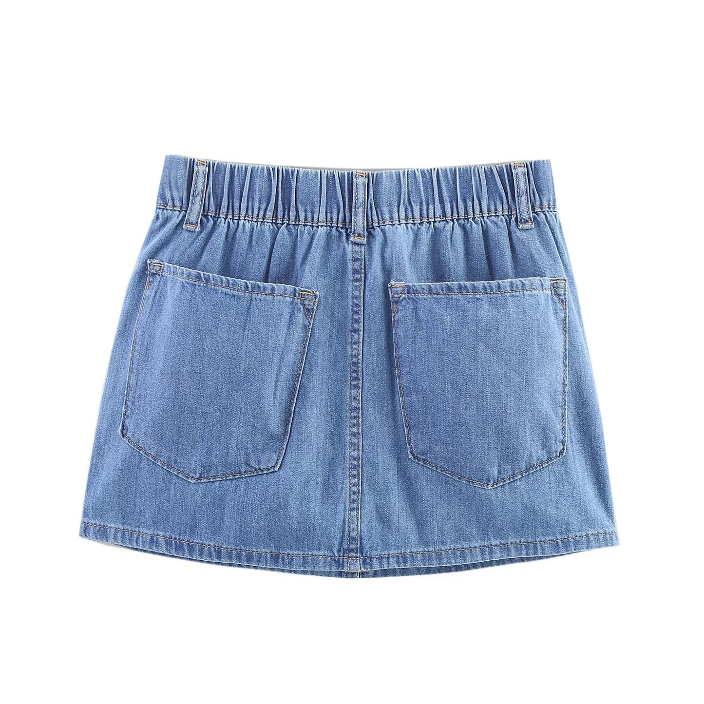 Women's' New Fashion bow decoration slim elastic waist denim mini skirt