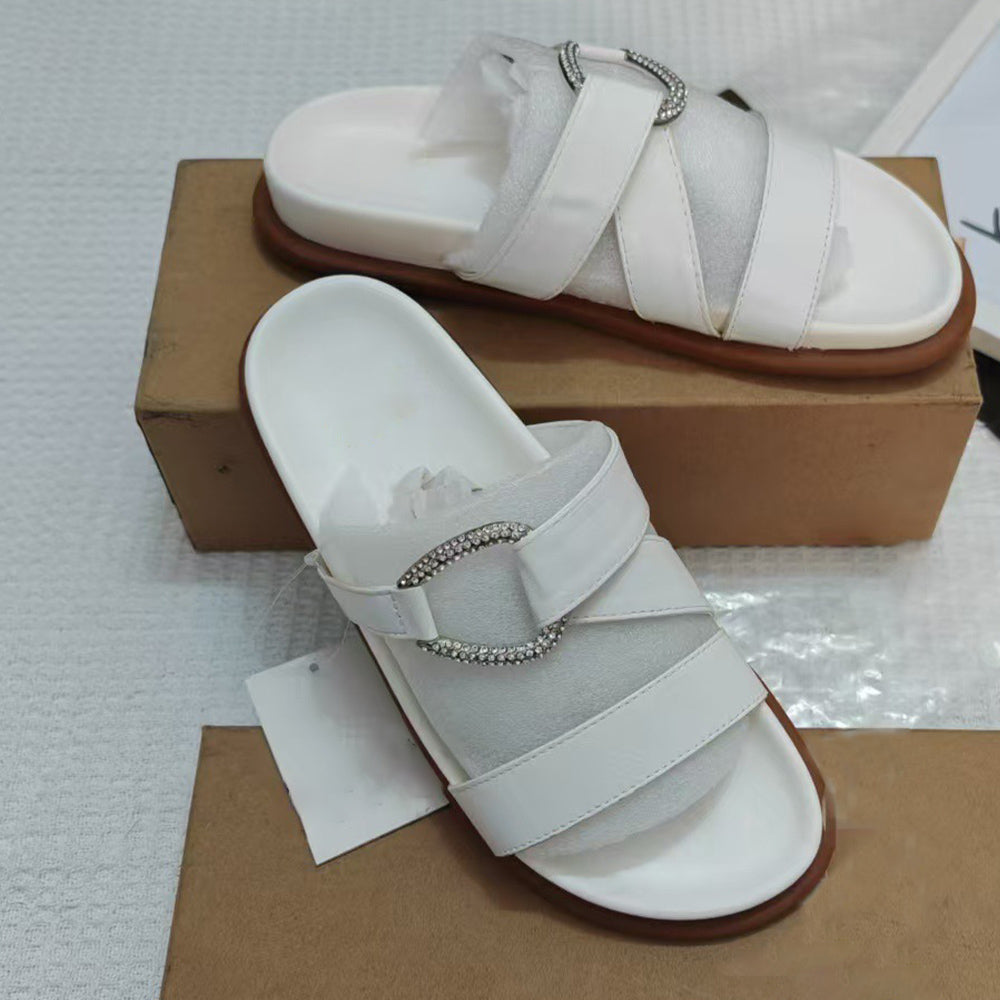 Women's New Fashion Casual Joker Platform Comfortable Wearing Rhinestone Plus Size Sandals and Slippers.