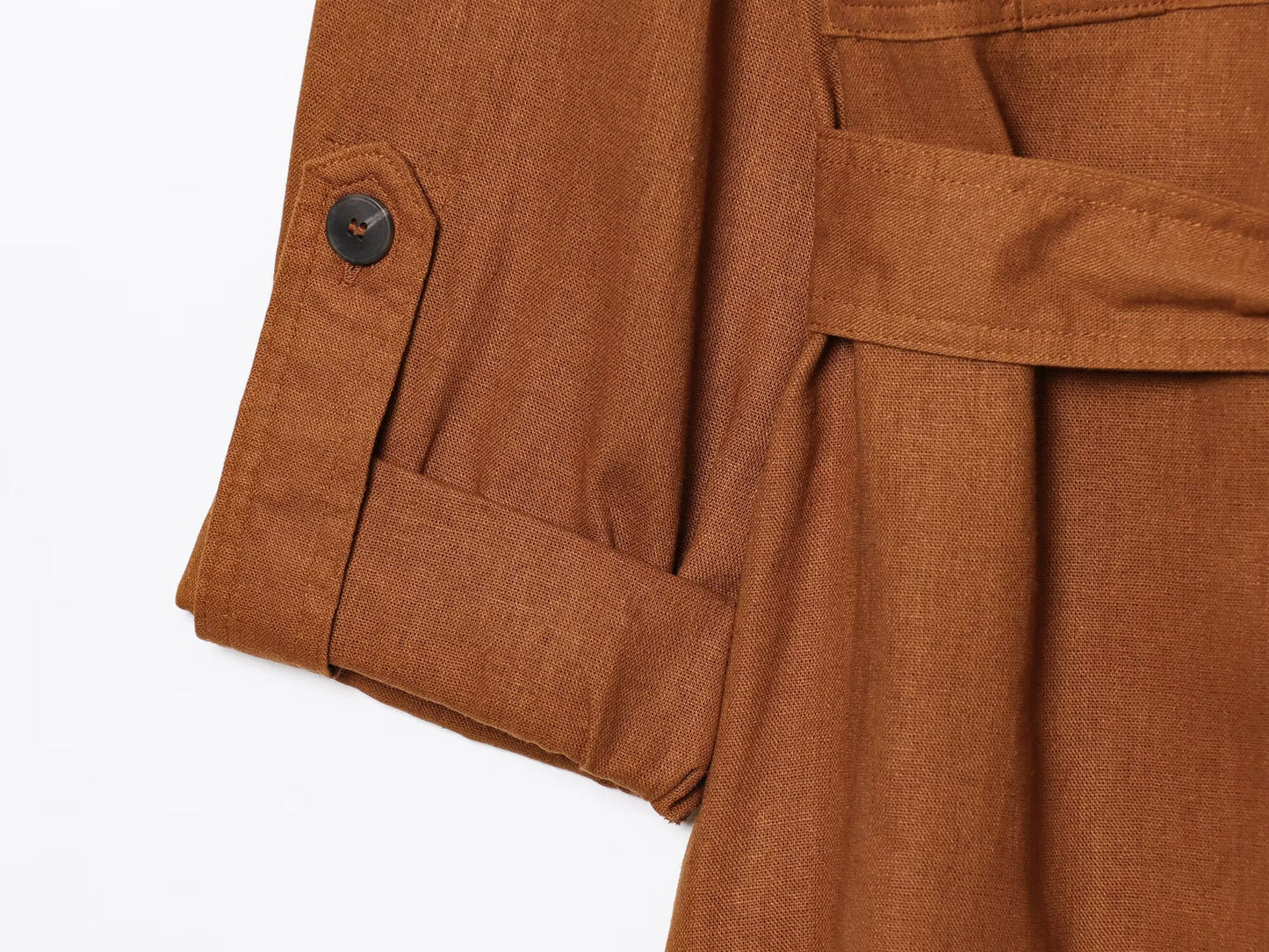 Women's new fashion with belt casual linen blend button up shirt+Pants Women's suit