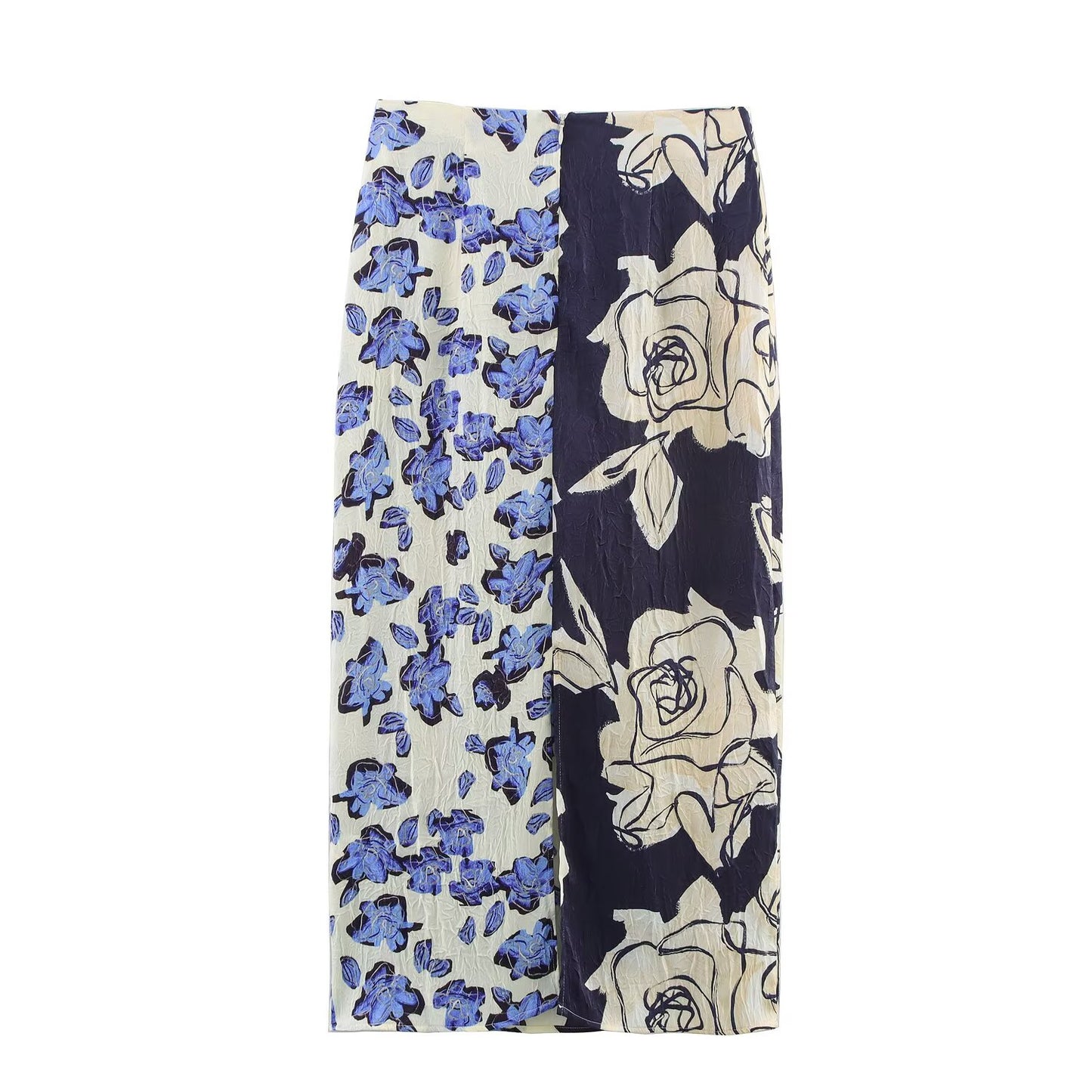 Women's Summer Fashion Casual Satin Texture Printed Midi Skirt