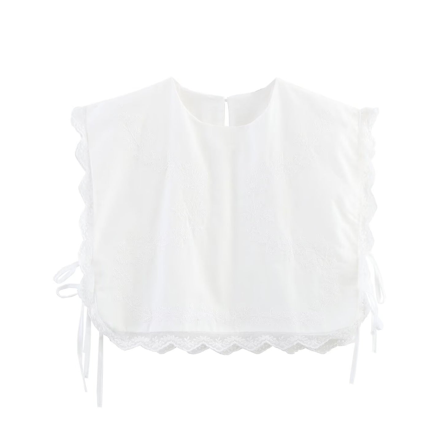 Women's' 2025 New Fashion Bow Decoration Short Lace Embroidered Top