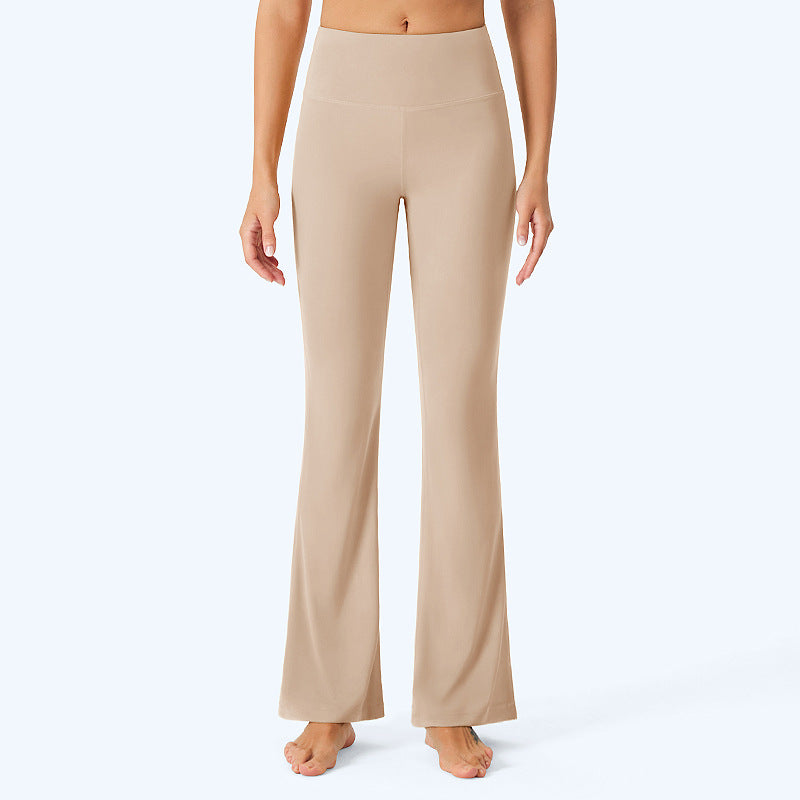 LU Women's New Sports Yoga Pants, Tights, Body Shaping, High Elasticity, Nudity, Moisture Absorption and Quick-drying High Waist Bell Bottoms.