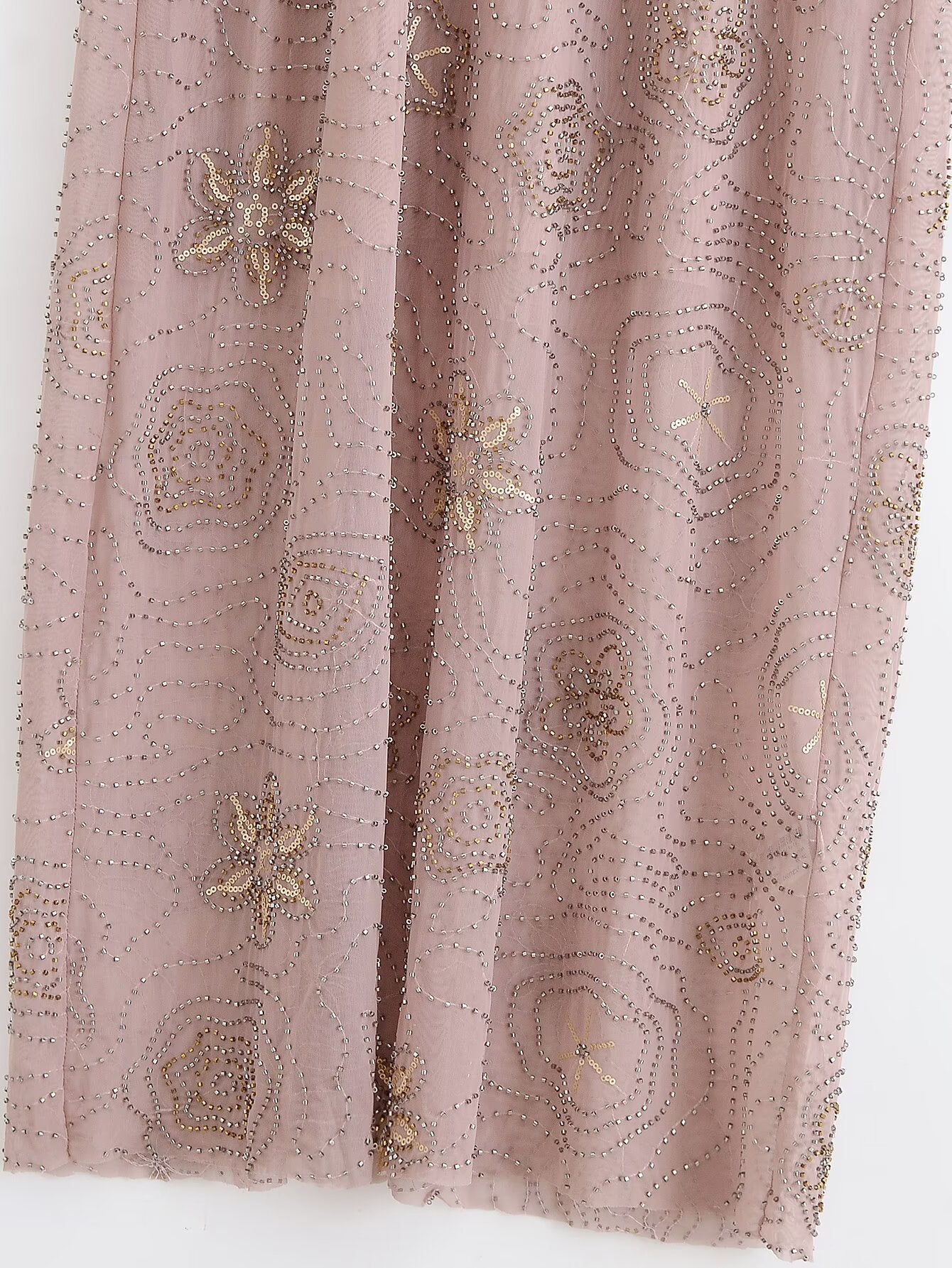 Women's new fashion bead decoration sleeveless draped V-neck MIDI dress