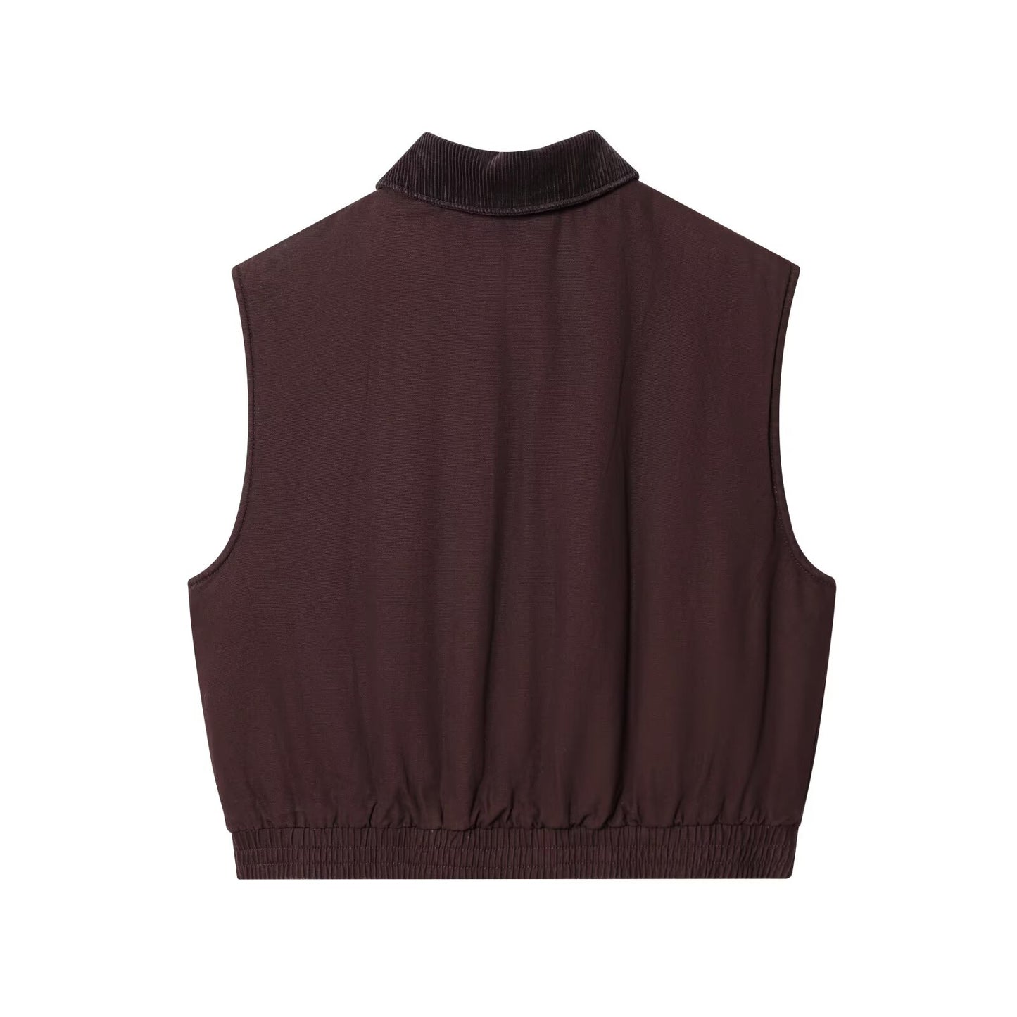Women's new fashion corduroy collar design sleeveless zipper vest