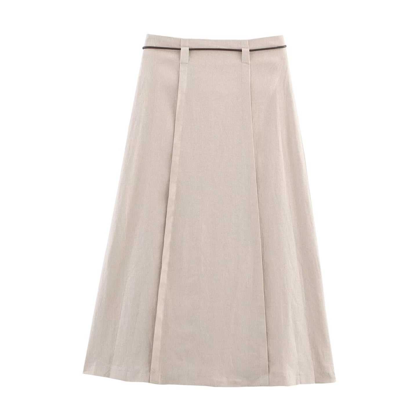 Women's new chic fashion single breasted linen blend hanging neck top retro sleeveless backless women's vest+Skirts Women's suit