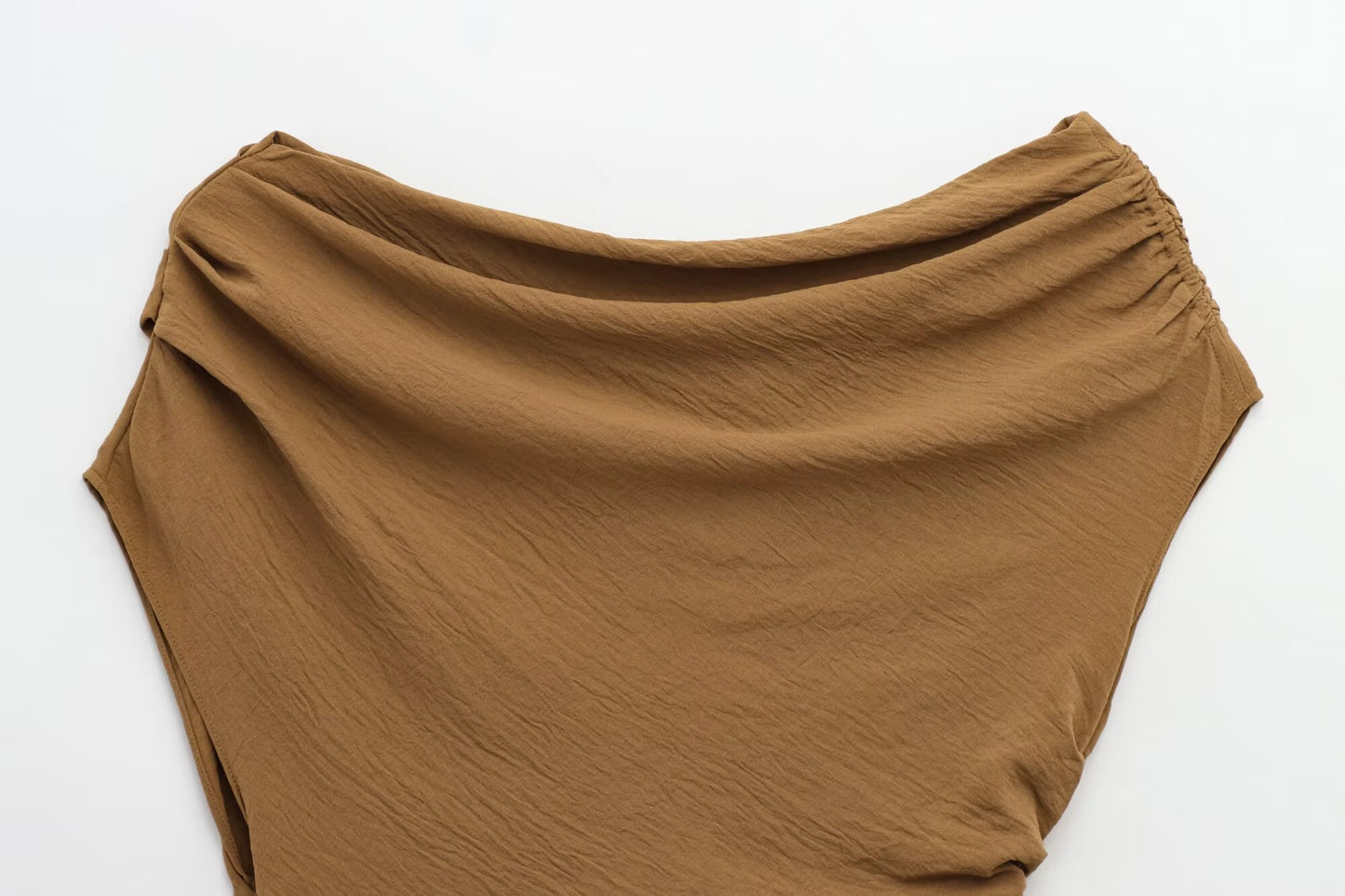 Women's new fashion asymmetrical design casual sloping shoulder Pleated top