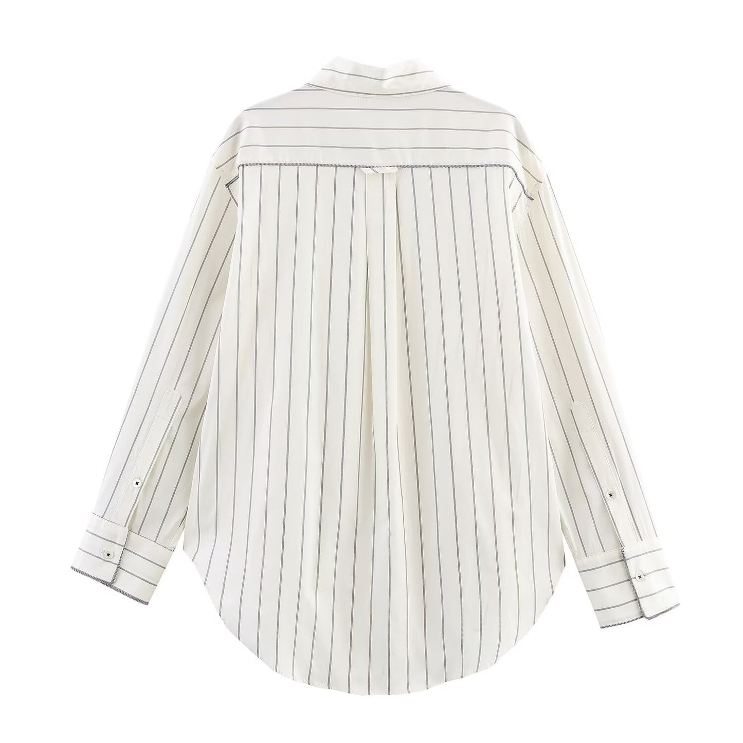 Women's new fashion loose single breasted long sleeved striped shirt+Pants suit