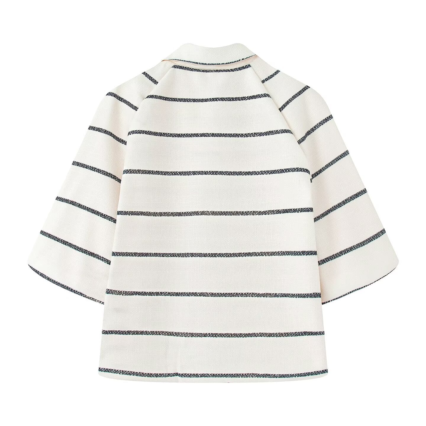 Women's New Fashion Casual Single breasted Short sleeved Striped Top+Shorts Women's suit