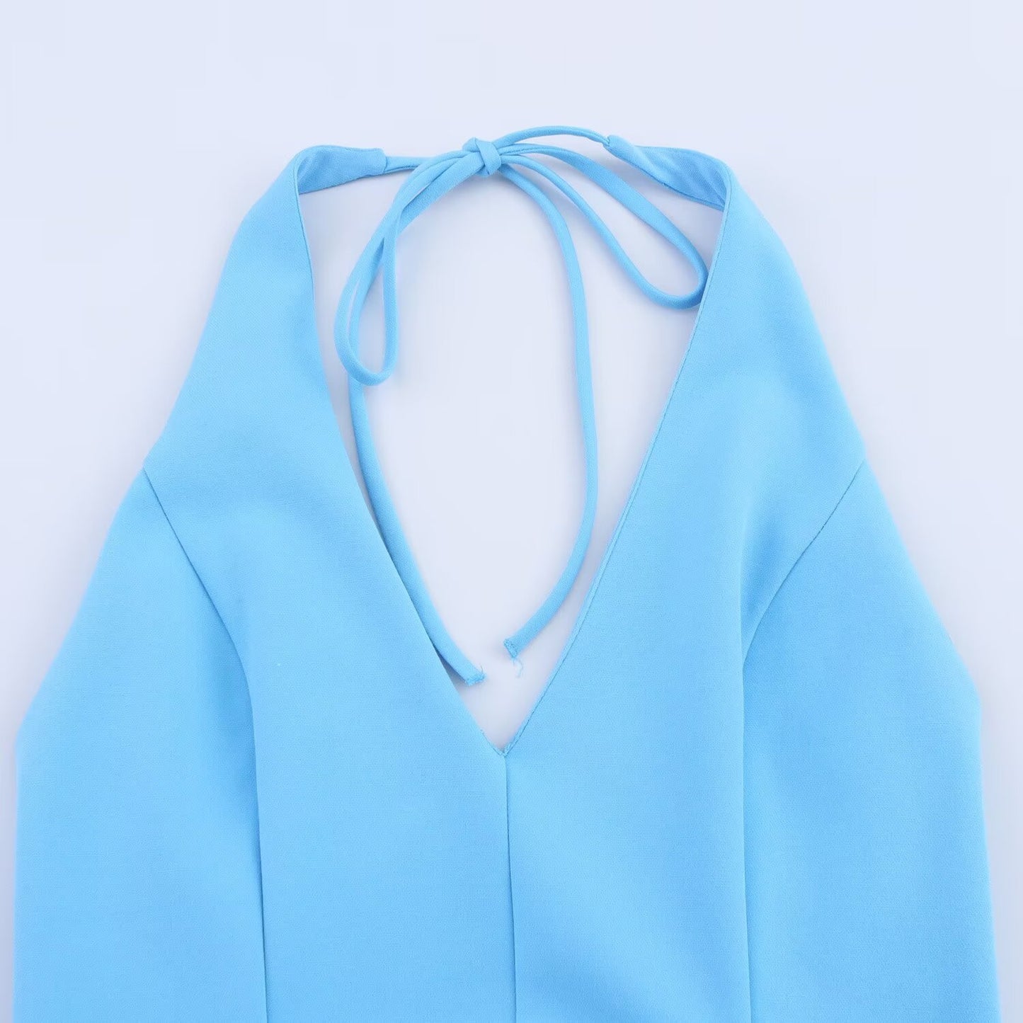 Women's new fashion hanging neck wave style wide swing mini dress