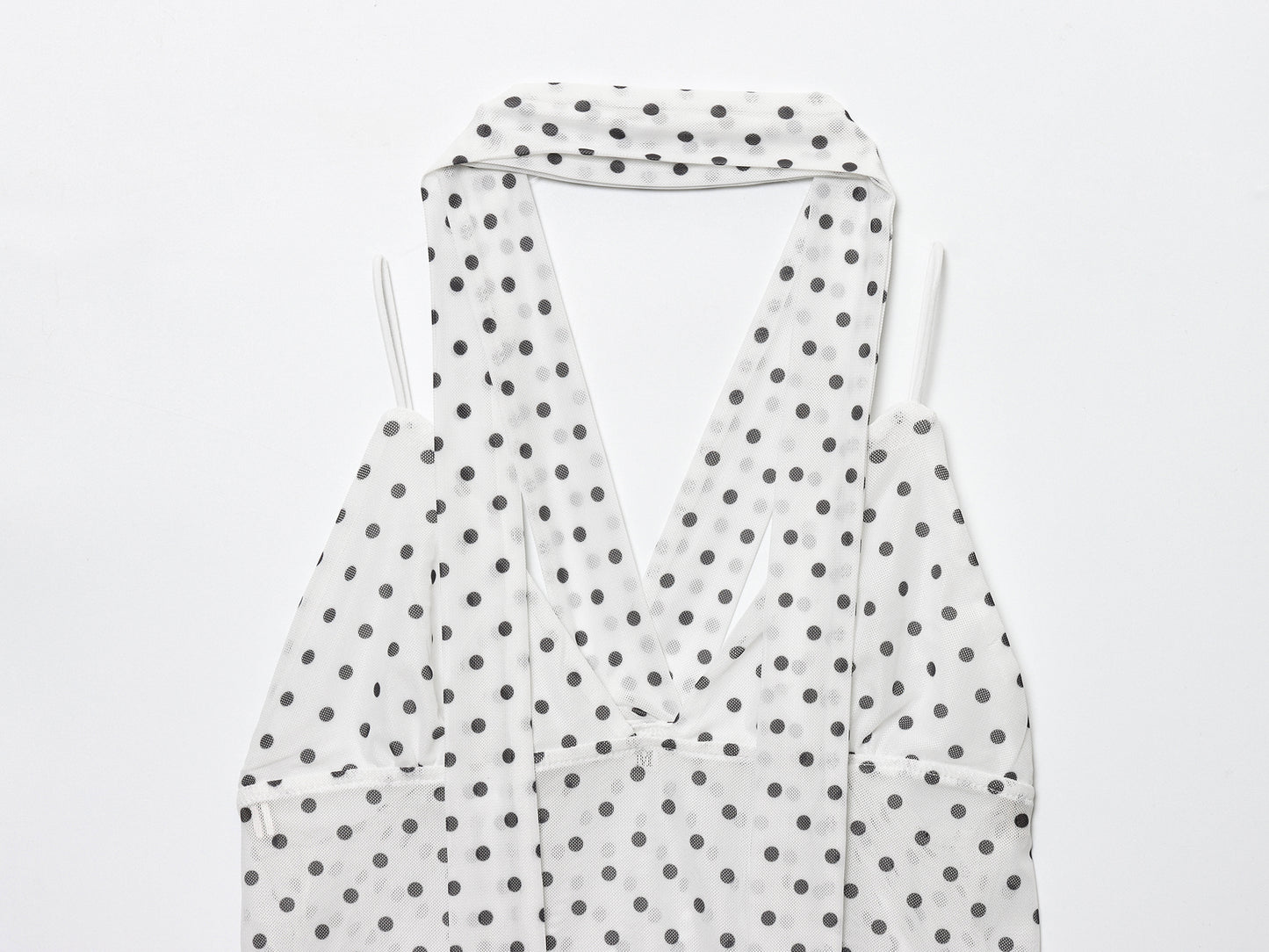 Women's New Fashion scarf decoration slim polka dot printed suspender top