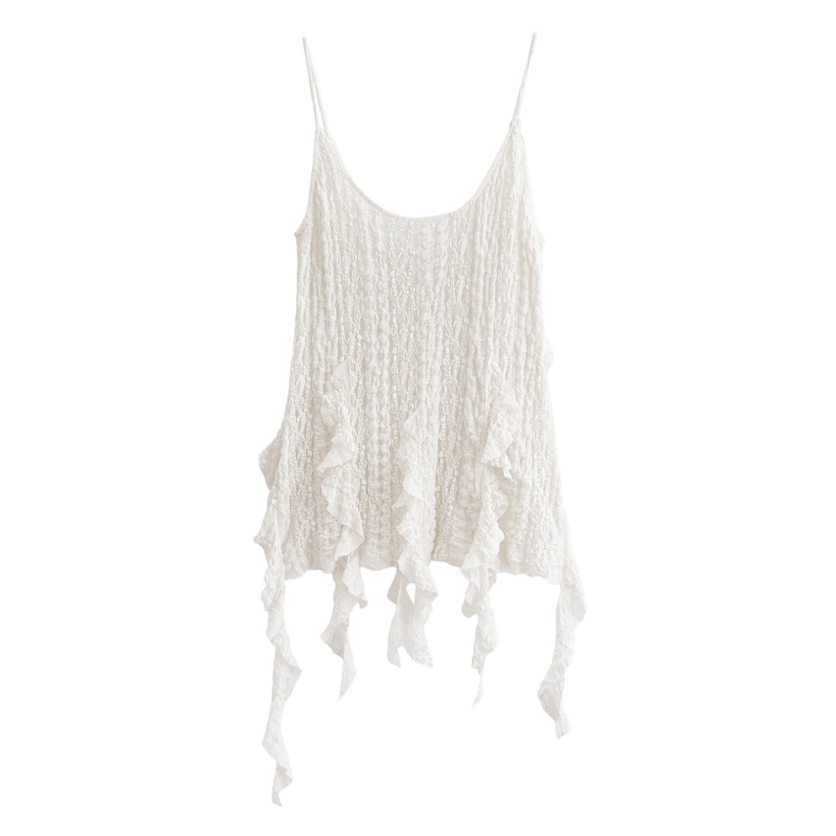 Women's new fashion ruffle edge decoration suspender lace top+Pants Women's suit