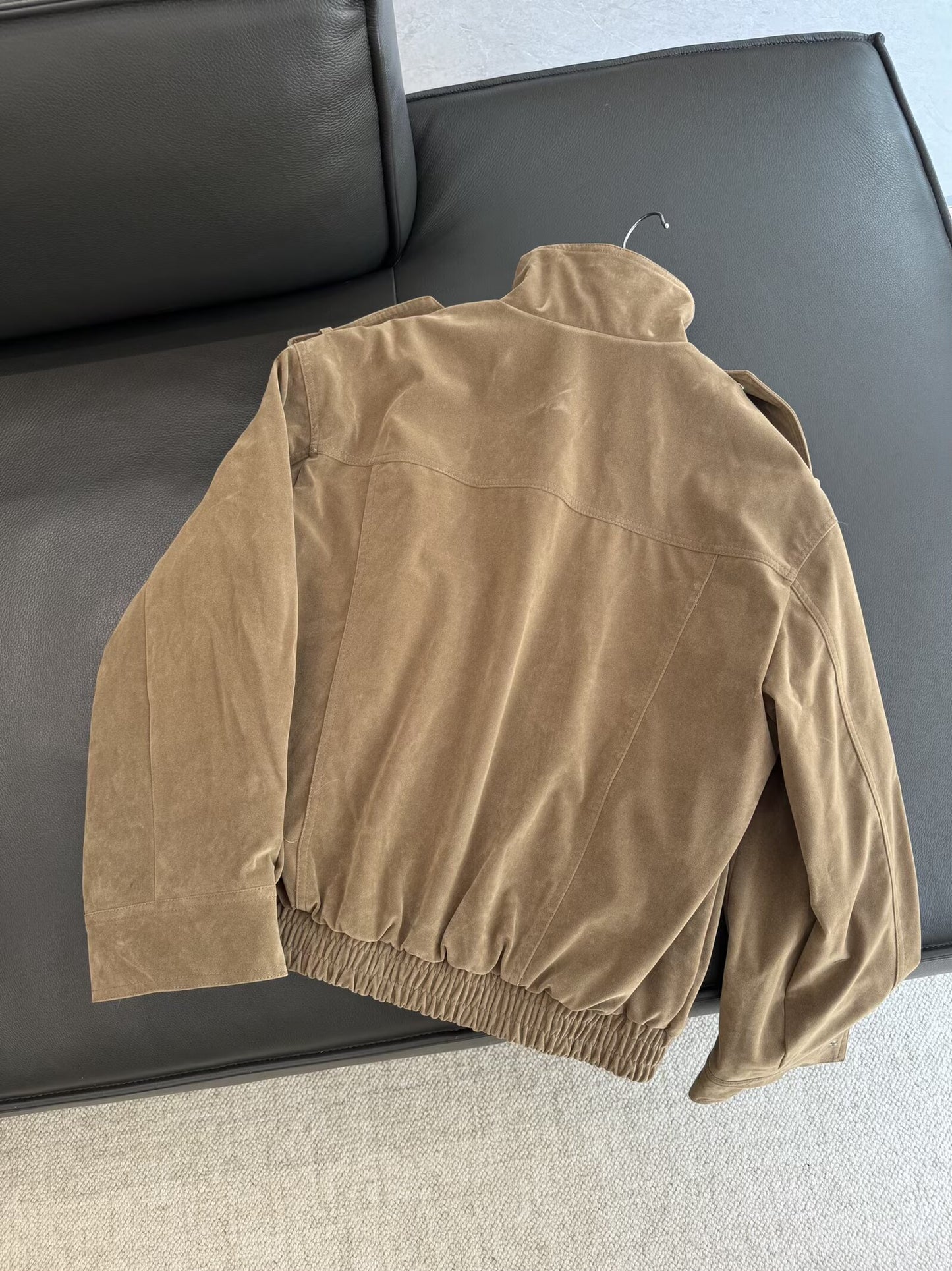 Women's new fashion casual suede leather stand collar jacket Coat