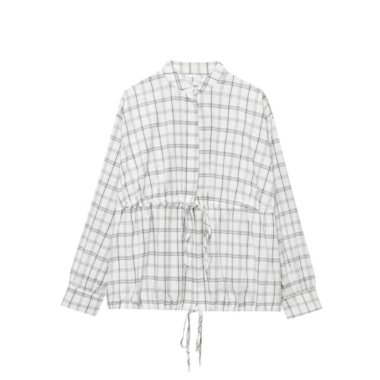 Women's new fashion loose grid pilot style shirt coat