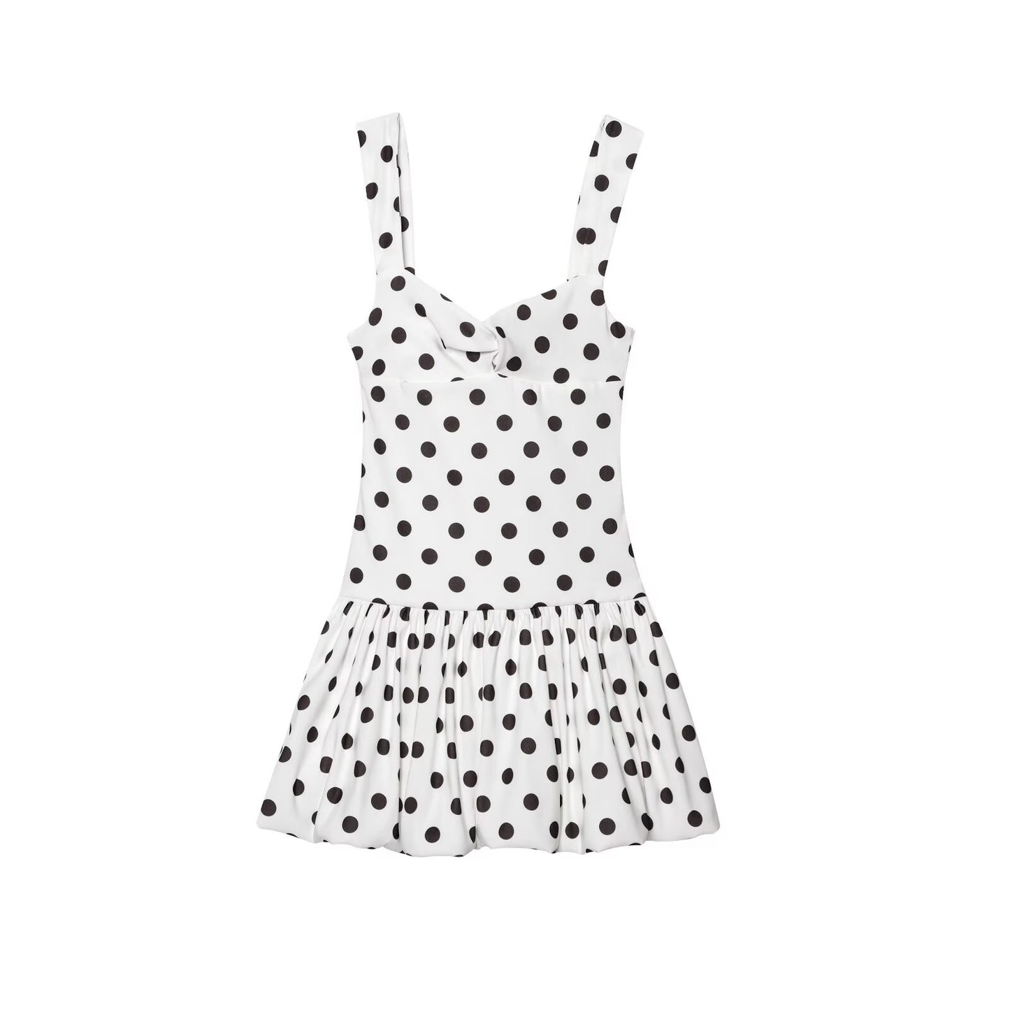 Women's new fashion balloon version sleeveless backless polka dot printed mini dress