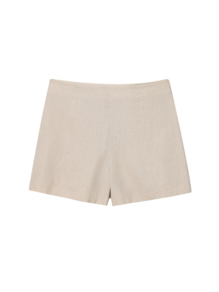 suit Women's 2 pieces New bow decoration linen blended vest+shorts suit