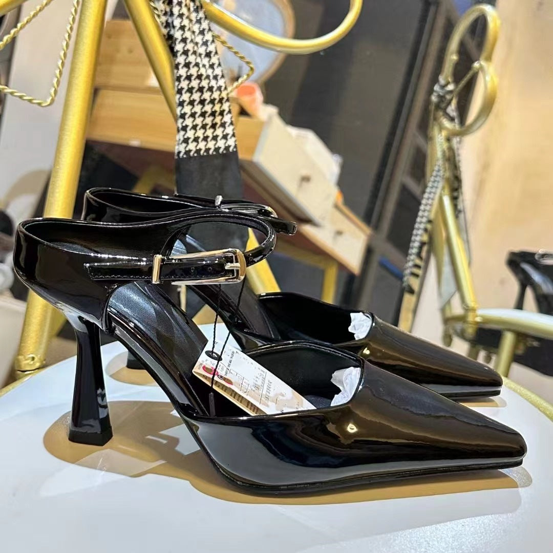 Women's New Fashion Joker Patent Leather Effect High Heels French High Heels