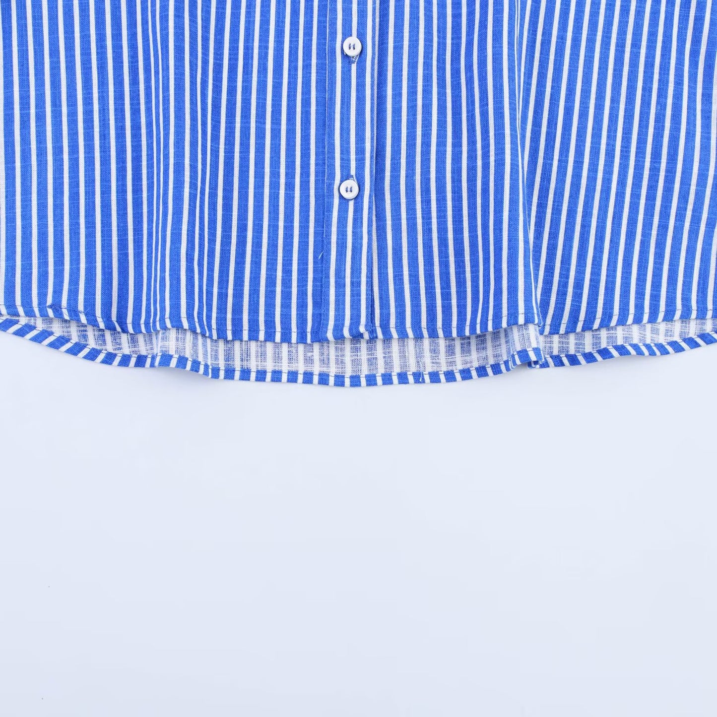 Women's new fashion linen blended striped shirt retro long sleeved button up women's shirt chic top