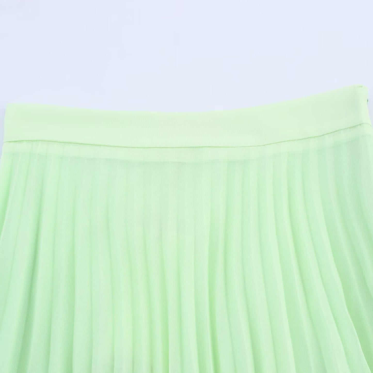 Women's new fashion casual versatile solid pleated MIDI skirt retro high waisted side zipper women's skirt