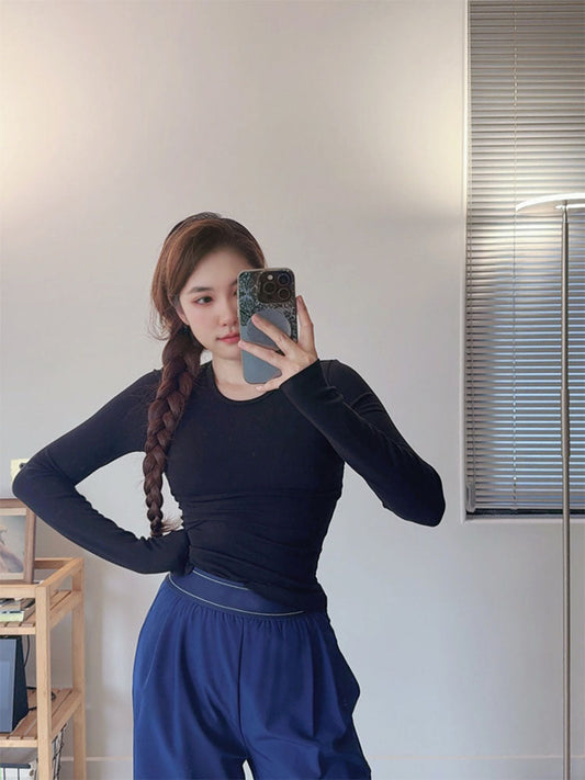 Women's new casual Joker slim and comfortable O-neck long-sleeved yoga bottoming shirt