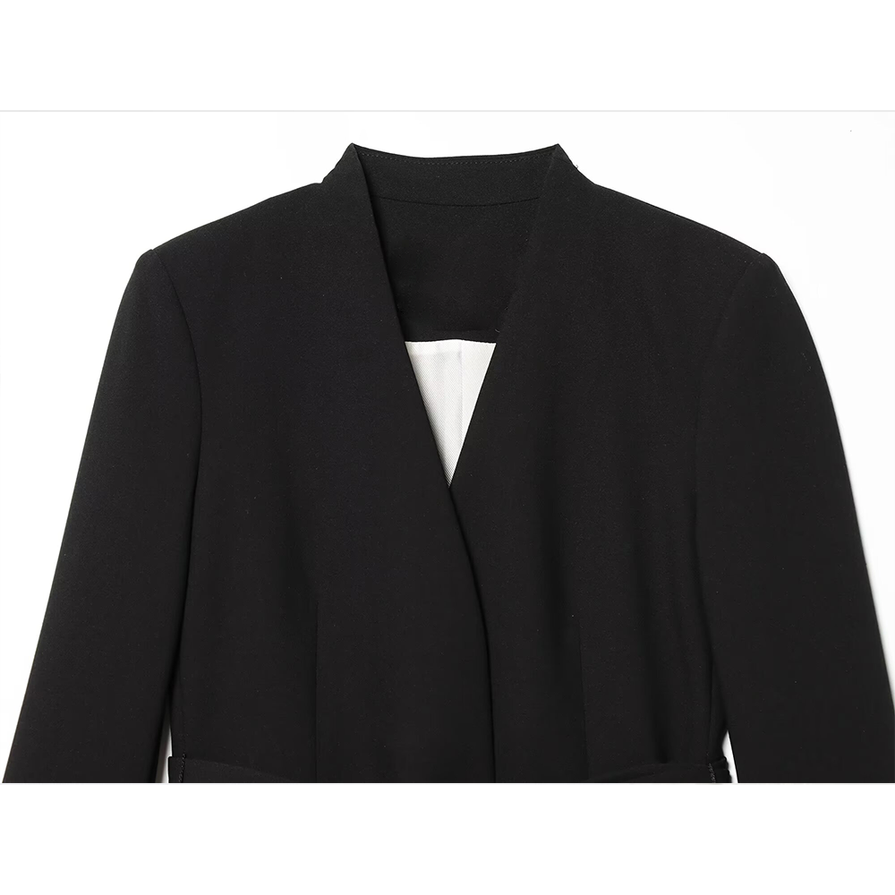 suit Women's 2 pieces gold buckle belt decoration Blazer Coat +Pants